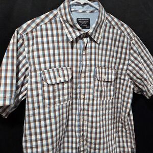 Paper Denim & Cloth Men Sz M Blue Plaid Gorpcore Coastal Button Down Work Shirt